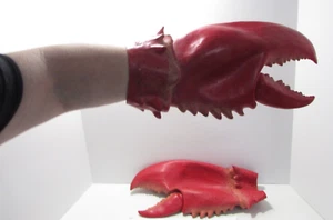 x-Large Pair of 2 Latex Lobster CRAB CLAW GLOVES 14" Halloween Costume Accessory - Picture 1 of 17