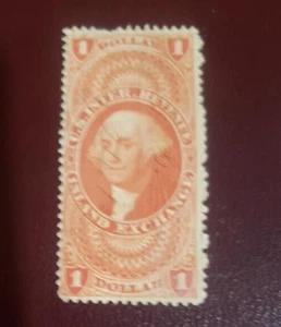 US Used IRS Stamp-Scott #R69c Washington $1 Orange Inland Exchange Light Cancel - Picture 1 of 1