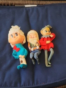 3 VTG CHRISTMAS ELVES PIXIES KNEE HUGGERS DECORATIONS JAPAN Lot - Picture 1 of 6