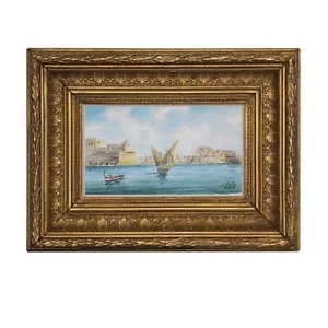 Aquarell Boot vor Stadt - Bild 1 von 2