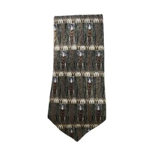 VAN HEUSEN Green and Brown Gothic Design ~ Made in USA All Silk Necktie! ~ EUC! - Picture 1 of 9