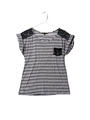 Camiseta tejida para mujer L (12-14) manga corta a rayas lentejuelas elástica Foto 1 de 4