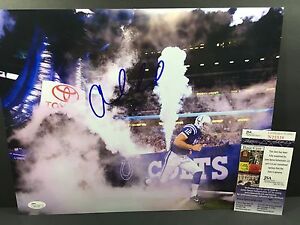 ANDREW LUCK SIGNED AUTO FOOTBALL 11X14 PHOTO INDIANAPOLIS COLTS JSA COA #N25539