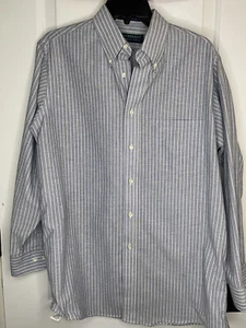 Claybrooke Mens Long Sleeve Button Up  Wrinkles Free, Gray & White Pin Stripes - Picture 1 of 7