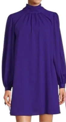 Mini Vestido Belle Badgley Mischka Cuello Atado Cóctel Talla 6 Violeta Púrpura Foto 1 de 4