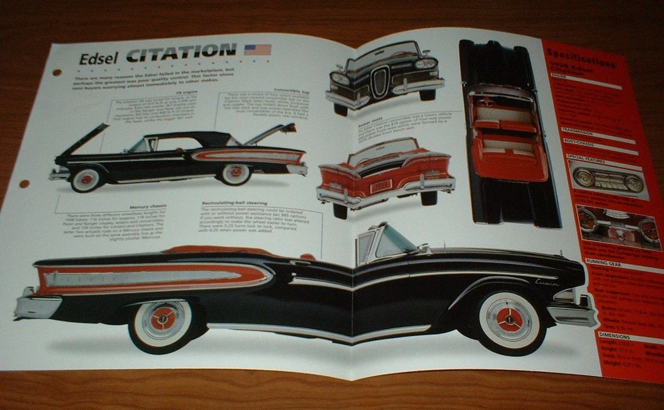 1958 Ford Edsel Citation Original Imp Brochure 58 410 Info Specs Poster Photo - Image 1 of 1