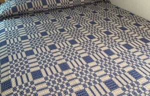 New Primitive Colonial WESTBURY NAVY KING COVERLET Bedspread Cover - Picture 1 of 1