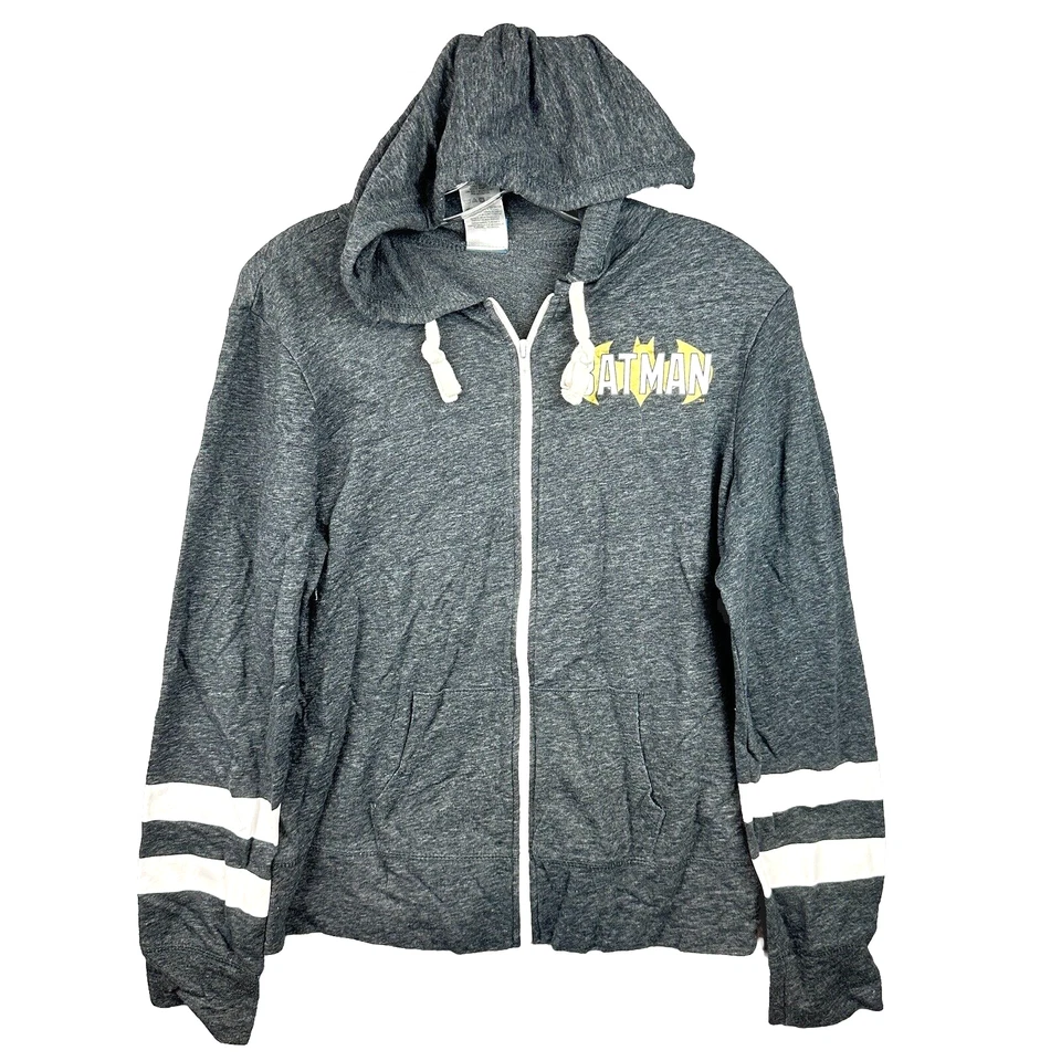 Batman Sudadera con Capucha Juniors Grande Gris Con Rayas Blancas Algodón Poliéster Cremallera Completa Foto 1 de 4