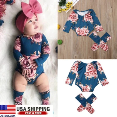 Recién Nacido Infante Bebé Niña Mameluco Mono Prendas para el torso Body Leggings Trajes Ropa Foto 1 de 4