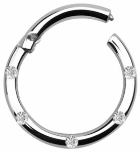 Piercing Schmuck Smooth Segment Nasen Ring 1,2mm Clicker Verschluss und Steinen - Bild 1 von 21