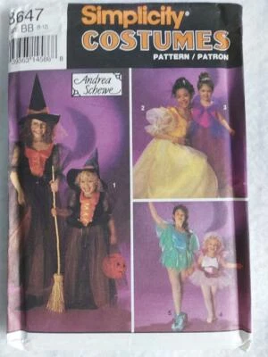 Simplicity 8647 Girl's Witch Princess Fairy Costume Patterns Size 8-12, 2-6 1993 - Image 1 of 4