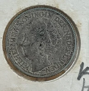 Netherlands 25 Cents 1944 P  Silver Coin - Picture 1 of 3