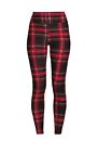 No Boundaries Juniors' Sueded Ankle Leggings Size M 7 - 9 New Red & Black Plaid 