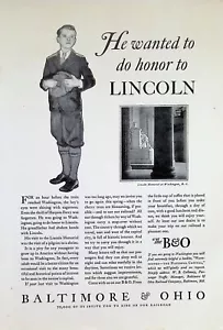 VINTAGE 1930s Print Ad ~ B&O / Baltimore & Ohio Railroad ~ ...honor Lincoln - Picture 1 of 1