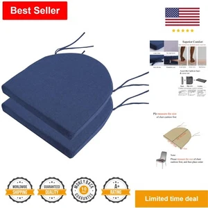 Navy Blue Chair Pads 18x18 Inch - Non Slip, Washable Seat Cushions with Ties - Picture 1 of 7