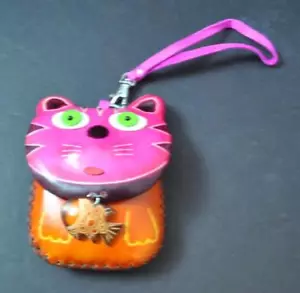 Hecho a mano Cuero 3D Animal Gato con Pez Monedas Cartera Bolsillo Bolso de mano Mujeres Niño P1 - Imagen 1 de 12