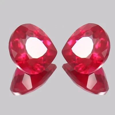 14x14 MM - Premium Quality Mozambique Ruby Loose Heart Gemstone Cut Matched Pair - Image 1 of 4