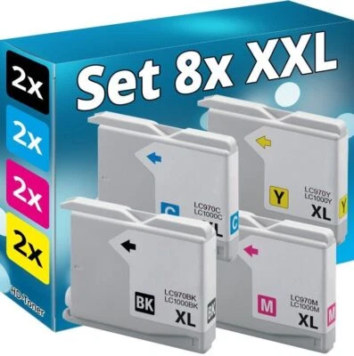 8x PATRONEN kompatibel BROTHER LC-1000 DCP 130C 330C 350C 357C 540cn 560cn 750cw - Bild 1 von 4