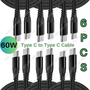 60W Braided PD Charger Type-C USB C to USB C Fast Charging Cable For iPhone 15 - Picture 1 of 12