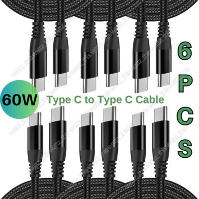 60W Braided PD Charger Type-C USB C to USB C Fast Charging Cable For iPhone 15 - Image 1 of 4