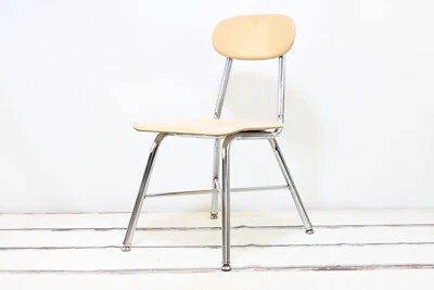 Vintage Molded Plastic Melamine and Chrome Metal Desk Chair School Cafeteria #2 - Image 1 of 4