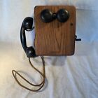 Antique Kellogg Wall Mount Vintage Telephone Crank Phone, Ringer W/ Oak Cabinet
