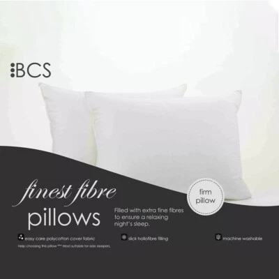 BCS Anti Allergy Cotton Blend Pillow Pair - Soft, Medium, Firm Support- 46x74 cm - Image 1 of 4