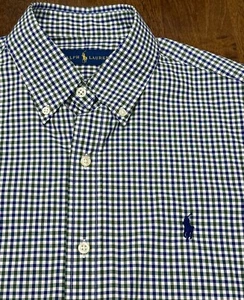 NWT RALPH LAUREN Blue Green White Check Button Dress Shirt Small S - Picture 1 of 2