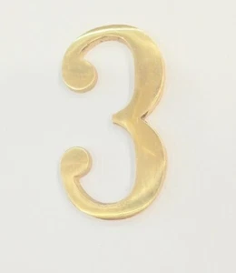 150 MM 6" HEIGHT BRASS HOME DOOR MOUNTED & WALL MOUNTED NUMBERS "3" - Picture 1 of 3