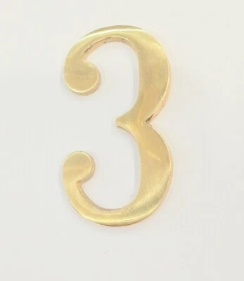 150 MM 6" HEIGHT BRASS HOME DOOR MOUNTED & WALL MOUNTED NUMBERS "3" - Image 1 of 3