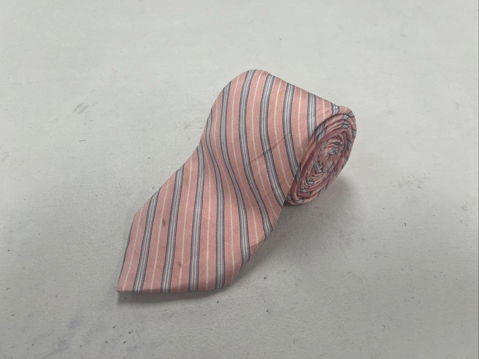 Мужской галстук Luciano Barbera в розовую полоску шелк $315 - Изображение 1 из 4