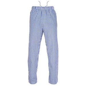 Ritzy Men/Kids/Boys Pajama Pants 100% Cotton Plaid Woven Poplin - BL & WH Checks - Picture 1 of 6