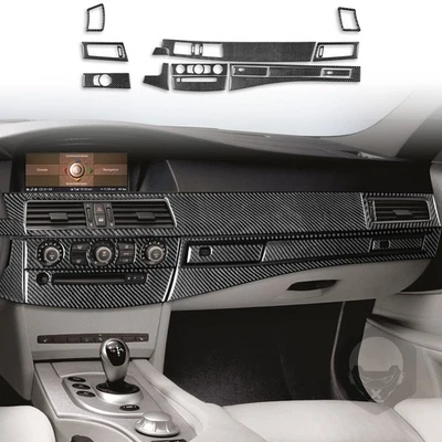 17x 内部仪表板盖装饰适用于宝马 5 系列 E60 2004-10 真碳纤维 — 第 1/4 张图片