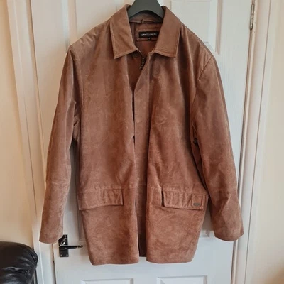 Men’s Pierre Cardin Jacket Coat Leather Suede Single Breasted  Brown L  - Image 1 of 4