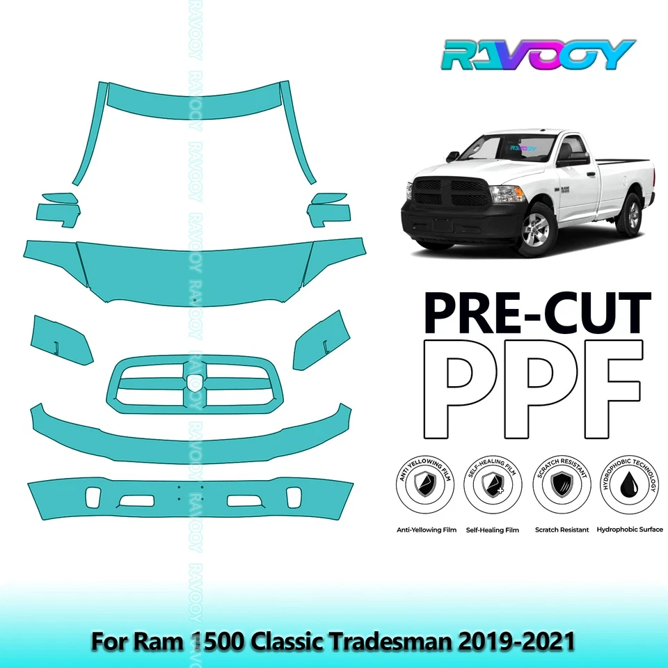 PreCut Paint Protection Film PPF For Ram 1500 Classic Tradesman 2019-2021 - Image 1 of 4