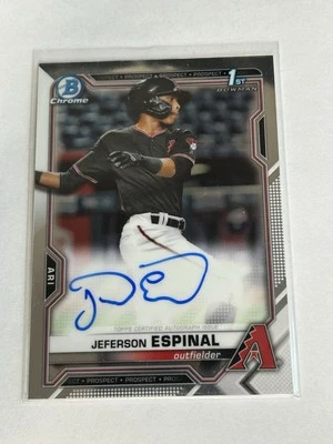 2021 Bowman #CPA-JE Jeferson Espinal Chrome 1st Prospect RC On Card Autograph - Image 1 of 2
