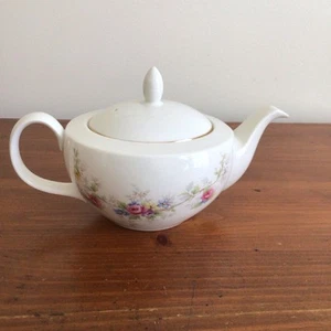 Royal Vale Floral Teapot England Bone China Blue Pink Pink Flowers Gold Trim - Picture 1 of 7