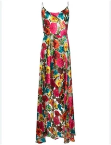 Alice + Olivia Silk Blend Christina Floral High Low Maxi Dress sz: 12 Just Bloom - Picture 1 of 6