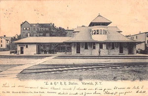1906 L&H RR Station Warwick NY post card Orange county - Picture 1 of 2