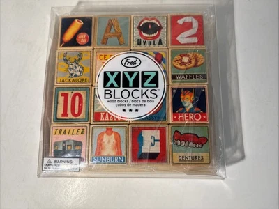 Fred and Friends XYZ Alphabet Wood Building Blocks 2010 Alternative to ABC New - Image 1 of 4
