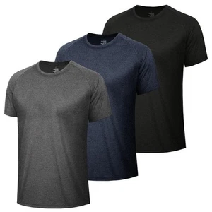 3 Pack Workout Mens Shirts - Quick Dry Causal Moisture Wicking Work Gym Athle... - Picture 1 of 6