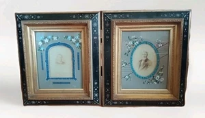 c.1870 viktorianischer Eastlake ästhetischer eingeschnittener ebonisierter Rahmen Seide Rüschen Matte 17" - Bild 1 von 11