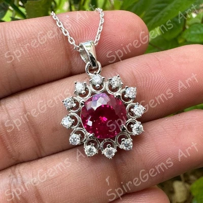 Colgante de piedras preciosas sueltas de rubí rosa natural certificado de 22 quilates en plata maciza 925 53 Foto 1 de 4