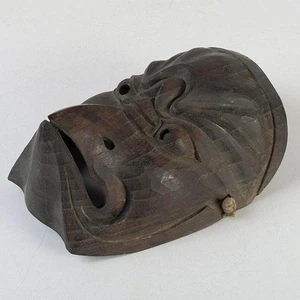 Noh Maske Karasu Tengu Holzschnitzerei Japanisch Antik 7,2 x 5,5 Zoll - Bild 1 von 17