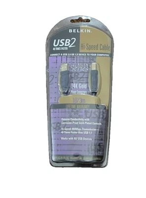 Belkin  F3U133-10 USB-2 High Speed Cable 10' A-Plug/B-Plug UPC Gold Plated. New - Image 1 of 2