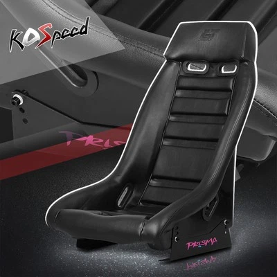 NRG Innovations PRI-100BK-MIDNIGHT Vegan Leather Fixed Back Bucket Racing Seat - Image 1 of 4