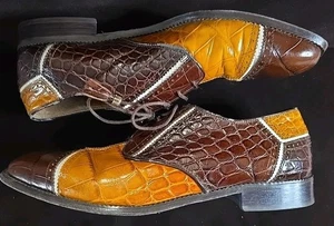 MARCO VICCI Croc 2 Tone Leather Lace Up Men’s Size 11M Dress Shoe - Picture 1 of 17