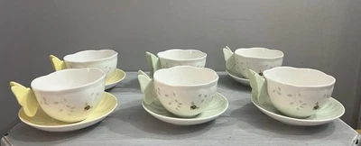 Lenox Butterfly Meadow Cup & Saucer – Bee – Yellow or Green – Figural Handle