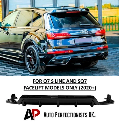 Kit divisor alerón cenefa labio difusor trasero negro brillante Audi Q7 S Line 2020+ - Imagen 1 de 4