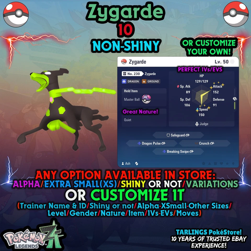 Pokemon Legends ZA 🦖 Zygarde 10 LVL50 🎗️ BATTLE READY 🎗️ IVs/EVs/Nature - Image 1 of 1